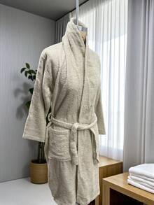 Sản xuất tại Thổ Nhĩ Kỳ 50% Cotton 50% Polyester Áo choàng tắm – 320g Nhẹ và bền – Có sẵn các kích cỡ S M L XL – Thiết kế dành cho cả nam và nữ - Xám - Xem 2