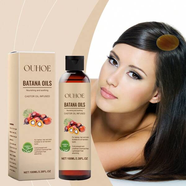 100ml Batana Castor Oil, Nourishes Scalp, Moisturizes Dry & Frizzy Hair For Smooth, Shiny, Voluminous & Soft Hair