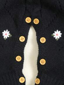 Baby Girl Daisy Embroidered Long Sleeve Casual Knitted Jumpsuit