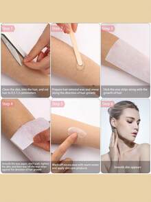 1包面部脱毛蜡纸，无痛脱毛纸，无纺布蜡纸，一次性使用，比基尼脱毛蜡纸，脱毛蜡纸，沙龙级品质，易于使用，令肌肤光滑，适合女性面部脱毛，家用脱毛套装，芦荟香味，温和快速去除眉毛、唇部、身体、腿部和比基尼线的毛发 - 彩色 - 查看 10