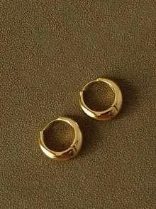 Nooxian 2 件金色简约铜质宽面泪珠环状耳环，适合女士日常分层佩戴的珠宝配饰礼物 - 金黃色 - 查看 8