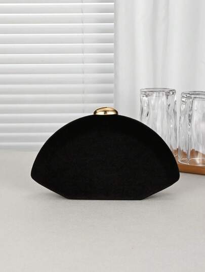 Geantă de seară mini din catifea de lux, geantă de mână minimalistă cu decor metalic strălucitor, potrivită pentru ocazii formale, casual, cadou pentru petrecere/nuntă/eveniment formal