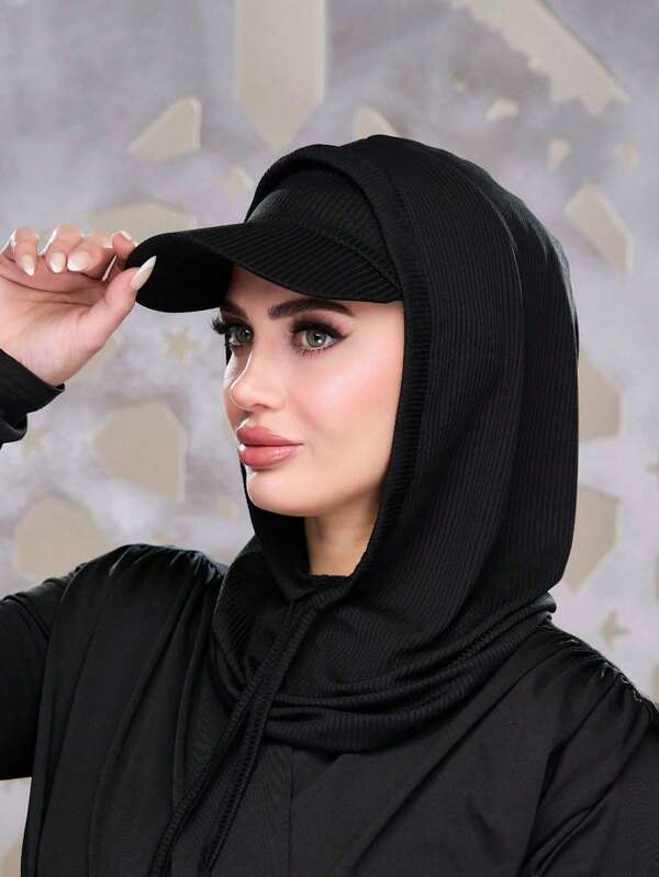 Turbante deportivo instantáneo para mujer con borde de gorra, Set de dos piezas de diadema de estilo casual de Oriente Medio, pasamontañas versátil y transpirable, adecuado para uso diario, protección UV y ciclismo al aire libre, un buen regalo para volver a la escuela.