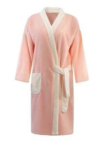 1pc Adult Bathrobes, Water Absorbent Quick-Drying Long Sleeve Bathrobes, Couples Unisex Thick Bathrobe, Autumn/Winter - Dark Grey - View 6