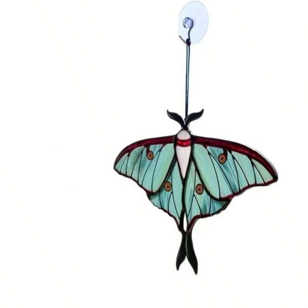 1 Stück Akryl Mond Motte Fenster Hänge Dekoration, Boho Heim Dekoration, Schlafzimmer, Wohnzimmer, Garten naturinspirierte Kunst, Geschenk für Motten- und Schmetterlingsliebhaber (Bitte entfernen Sie vor Gebrauch den Schutzfilm, Acrylmaterial, kein Glas)