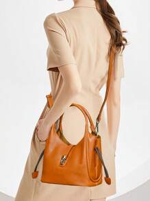 Bolsa transversal de couro curtido a vegetais, primeira camada de couro bovino, elegante, versátil e prática para mulheres, conveniente para viagens de verão