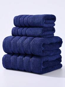 1条/2条竹纤维毛巾套装 - 轻盈柔软，超强吸水浴巾和手巾[薄款]，速干，亲肤，耐用，现代浴室配件，馈赠亲友的完美之选（40x75厘米和70x140厘米） - 深藍 - 查看 8