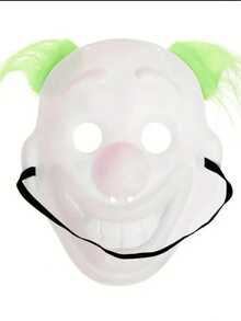 1 件成人恐怖小丑面具带假发 - 色彩鲜艳，纹理逼真，适合万圣节装扮、角色扮演和恐怖派对 - 耐用面部配饰