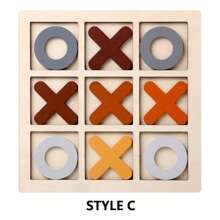1pc 2025 New Arrival Wooden Tic Tac Toe Game, Party Interactive Noughts And Crosses 9-Grid Board Game, Birthday/Easter/Wedding Gift, Toys, Party Interactive Game - Multicolor - View 9