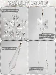 18 pièces Ornements de Noël en cristal pour décorer l'arbre - Ornements en acrylique en forme de flocon de neige et glaçon avec pendentifs à suspendre pour un décor de merveille d'hiver, cristaux pour lustre (clair, bleu, rose, multicolore)