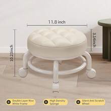 360 Rotating Low Stool,Rolling Pulley Low Stool With Wheels - White - View 2