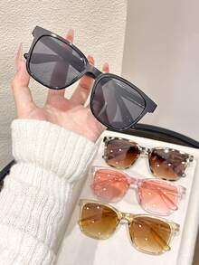 3/4pcs Women Round Plastic Frame All-Match Elegant Casual Street Style Personalized Glasses Combination For Street-Photography, Tropical Beach Vacay, Going Out Outfit, Outdoor Casual Activities Fashion Accessories - 彩色 - 查看 6