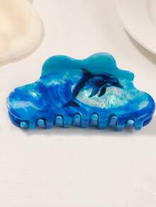 发夹 1 件海洋动物爪夹海豚印花发饰女士发夹发夹马尾辫、发髻、海滩、度假发饰、学校用品、大学秋季配饰秋冬