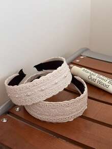 قطعة واحدة/قطعتان شريط رأس بطبعة زهرية بوهيمية عتيقة أنيقة حلوة مطرزة بالدانتيل والخرز الزائف واسع الحافة للبنات، قطعة رأس موضة للاستخدام اليومي والسفر والعطلات وتصوير الصور، شريط شعر من البوليستر - متعدد الألوان - مشاهدة 5