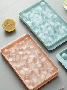 1 个带盖 9.2 英寸/5.8 英寸圆形冰格，制冰机，33 个连续冰格，冰箱冰球制作器模具，适用于冰柜厨房配件