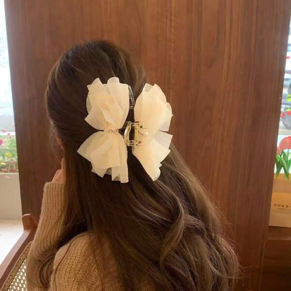 Pinzas de pelo con lazo de alta gama, grandes accesorios para el cabello tipo pinza de tiburón para mujeres