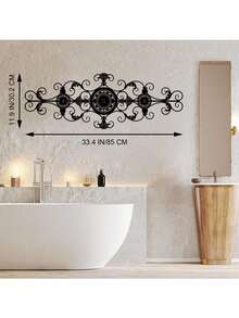 1 pieza Arte de pared metálico con rollo rústico, escultura de hierro floral hecha a mano, decoración de pared vintage grande, adecuado para casa de campo, dormitorio, sala de estar, interior y exterior