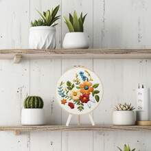 1 件刺绣套件，20x20cm/7.9x7.9 英寸，美丽的花朵主题，手工 DIY 刺绣套件，适合成人和初学者，包括用户手册、印花布、刺绣框架以及针线