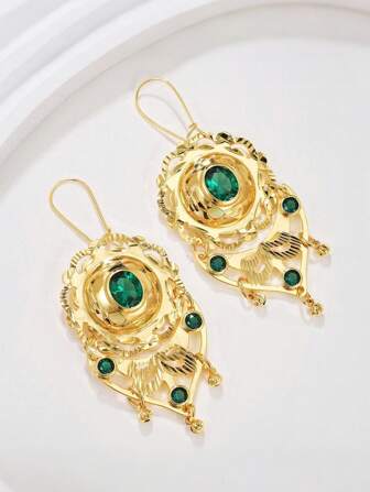 1 Pair Stylish & Elegant 18K Gold Plated Tassel Earrings, Suitable For Party, Gift Giving And Daily Wear