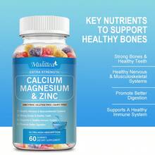 MULITTEA Calcium Magnesium Zinc Gummies | 60pcs | 300mg Ca, 51mg Mg, 7.5mg Zn + 75mcg Vit D3 | Bone Health, Nerve & Immune Support | For Women, Men & Teens | Non-GMO, Gluten/Nut-Free - Two bottles (120 capsules) - 查看 2