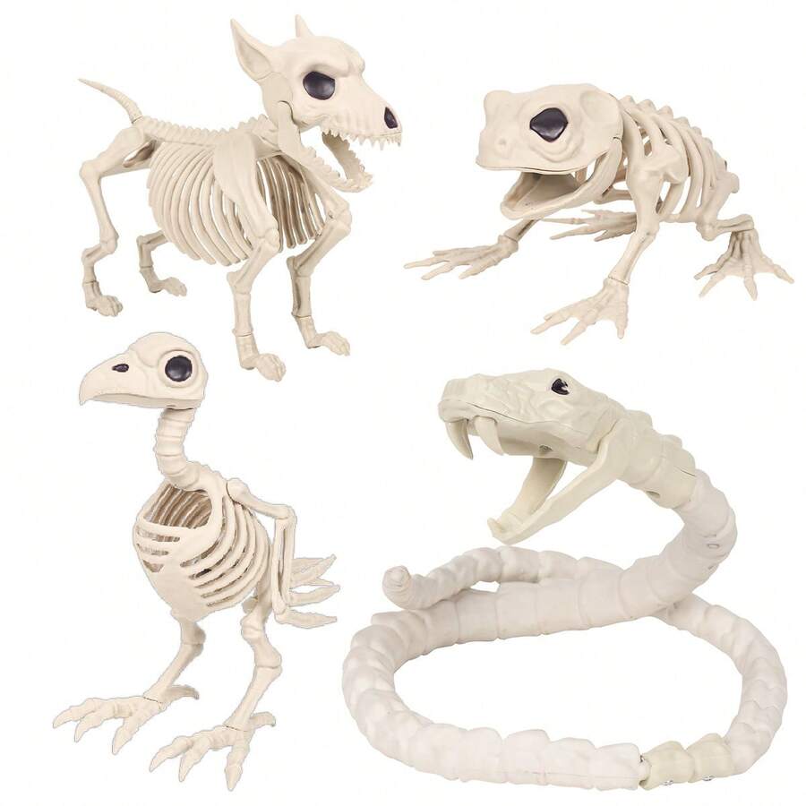 1pc Halloween Prop Animal Skeleton Decoration, Plastic Raven Decor Item - Multicolor - View 1