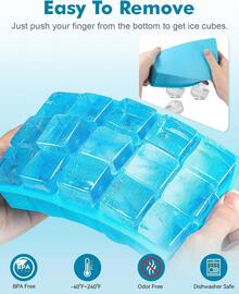 Silicone Ice Cube Trays For Freezer 2 Pack- Easy Release Square Ice Cubes Mold- Best Rubber Ice Cube Tray Shapes For Whiskey Cocktail Coffee- Mini Fridge Silicone Old Fashioned Ice Cube Tray,7796314 - 薑色 - 查看 6