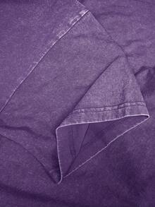 EWH 100% Pure Cotton, Make Old,Retro , Erykah Badu Character Print Vintage Casual Crewneck Top Women's Distressed Cotton T-Shirt,DG004, 230g Round-Neck T-Shirt, Wash Water, Unisex - 紫色 - 查看 7