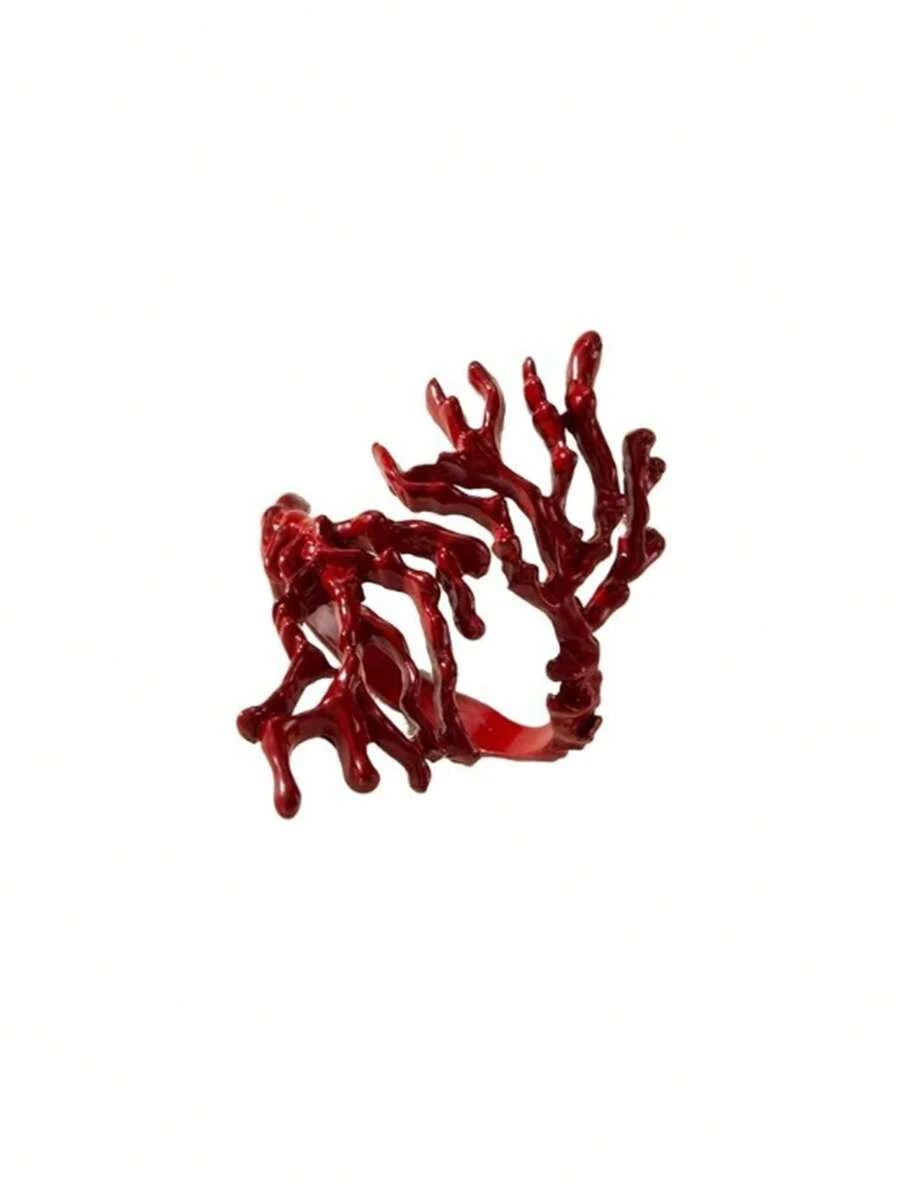 1 件时尚仿珊瑚合金戒指，独特的珠宝饰品，打造独特的风格，适合所有场合的配饰