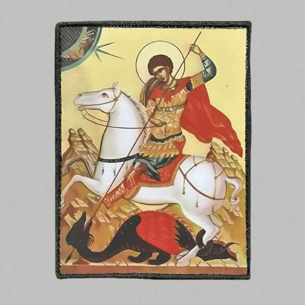 A Classic Religious Patch, Featuring A Male Saint Figure With Symbolic Design, Suitable For Application On Pants, Backpacks, Bags, And Clothing To Convey His Resolute And Righteous Stance Against Evil.
