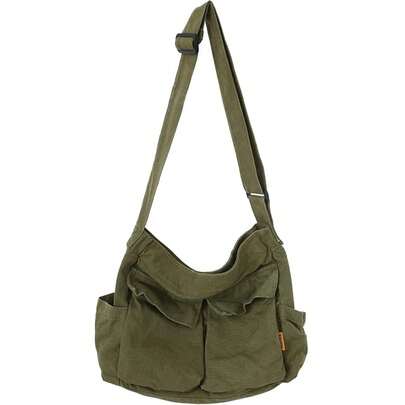 Canvas Messenger Bag Large Hobo Crossbody Bag With Multiple Pockets Casual Shoulder Tote Bag For Women And Men