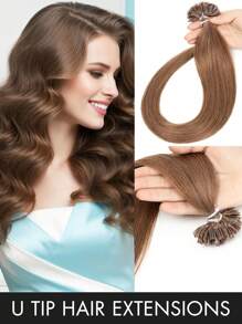50 Strands U-Tip Hair Extensions 100% Real Human Hair Remy Quality Keratin Hot Fusion Straight Natural Soft Black Brown Blonde Highlights 12/16/20 Inch 30g Per Pack For Women All Ethnicities, Versatile Hair Styling | Natural Appearance | Highlighted Hair Strands, Hair Accessories