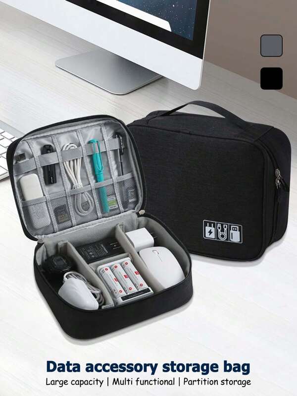 Large Capacity Data Cable Organizer, Portable Travel Waterproof Digital Bag For Charger, External Hard Drive, Earphones, Electronics Accessories