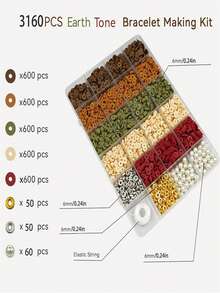 DIY 3160 件波西米亚女士成人手链套装（6 毫米）粘土串珠手链套件，适合在不同场合制作珠宝 - 彩色 - 查看 3