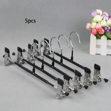 10 件可调节裤架、不锈钢裙夹晾衣架、衣柜收纳架 - 黑色 - 查看 12