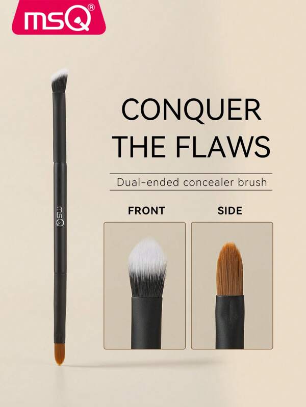 MSQ Dual-Ended Concealer Brush, Flat Paddle Shape & Detail Makeup Brush, Triangle Concealer Brush, Suitable For Concealing Tear Trough, Dark Circles & Spots, Upgraded Concealer & Highlighting Makeup Brush, Different Function Brushes, Suitable For Professional Concealer Liquid & Cream, Portable Multi-Functional Makeup Brush, No Brush Marks, Perfect Concealer Brush Fits Any Makeup, Lightweight Soft Bristles Facial Brush Tool