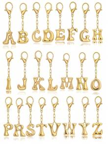 Bubble Cute Letter Pendant, Necklace Pendant Bag Pendant - Lucky Crystal Pendant, Letter A-Z, Shiny Alloy Bag And Backpack Pendant - Perfect Gift For Birthdays And Special Occasions, Keychain Ring Bag Backpack Pendant Car Pendant Women And Girls Gifts, Wallet And Handbag Accessories. Mother'S Day Gifts, Valentine'S Day Gifts - Gold - View 2