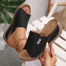 Women's Fashion Solid Color Slides - Comfortable Arch Support, Breathable Outdoor Slippers - Stylish Simple Casual Attire
