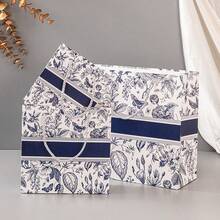 1 pieza Bolso de tote multifunción, bolsa de regalo con estampado floral vintage, bolsa de papel de moda de alta gama, bolsa para envolver regalos, logo personalizable