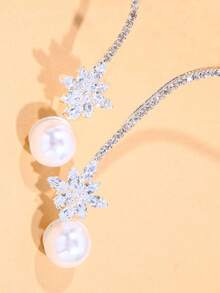 1 件欧美复古奢华锆石珍珠项链，新娘珠宝，优雅水钻颈链，礼物 - 珍珠 - 查看 4