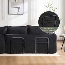 Modern Minimalist Modular Sectional Sofa, Upholstered Cloud Couch With Deep Seats, Right Facing Chaise For Living Room-Black - Black - View 7