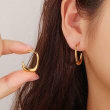 1 对时尚简约手工耳环，不锈钢耳环，金色耳环，适合女士