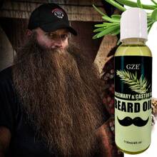 GZE 胡须油 - 含迷迭香和蓖麻的胡须护发素，带香味的胡须油 - 软化、保湿和强化胡须，使男士胡须变浓密