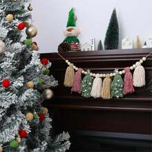 Christmas Banner Tassel Garland And Red White Green Brown Pom Pom Garlands Wall Hanging Home Decor For Party Decoration Christmas Decorations Room Decor Winter Christmas Decorations Home Christmas Gifts Christmas Decor