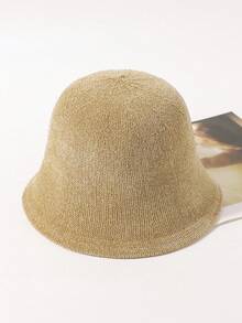 LEAJOURNO. 1 件针织渔夫帽，小头围，适合女性的迷人渔夫帽，秋冬冬季服装 - 卡其色 - 查看 3