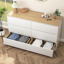 White Dresser For Bedroom, Modern 6 Drawer Dresser With Deep Drawer, Storage Chest Of Drawer, Wood Bedroom Dresser With Handle Free Design, TV Stand Dresser For Living Room - 白色 - 查看 4