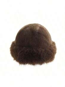 1pc Hat Women's Winter New Thick Warm Fashion Simple Fisherman's Hat Imitation Mink Hair Ladies Mongolian Hat Warm And Comfortable Shade