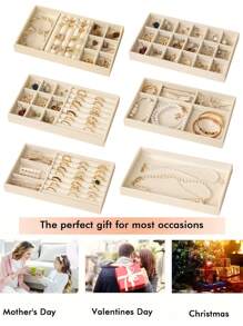 1 Set Of 6 Jewelry Display Trays, Velvet Covered Desk Organizer Containers For Storing And Exhibiting Jewelry, Suitable For Rings, Earrings, Bracelets, Necklaces, Brooches, Medals, Awards - Perfect Gift For Women, Jewelry Stores And Everyday Home Use