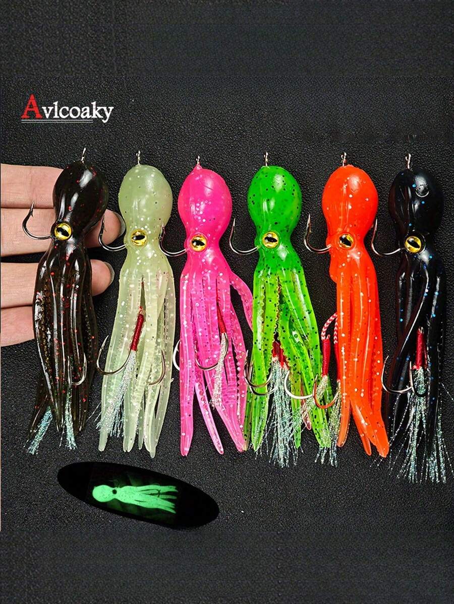Avlcoaky 1pc 10cm/ 21.5g Soft Squid Skirts Bait Fishing Lure Octopus PVC Rubber Artificial Soft Bait Trolling Lure - Multicolor - View 1