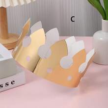 10pcs Elegant Golden Crown Party Hats - Disposable Paper Decorations For Birthday Celebrations & Festive Events, Featherless, No Power Needed - Multicolor - View 4