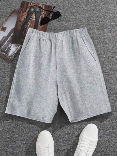 قطعة واحدة من شورت اللون الصلب للخروج غير رسمي والتمرين واليومي للفتى المراهق، طول الركبة البسيط